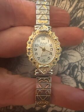 Elgin Gold & Silver Heart Bracelet Watch - Women's Quartz